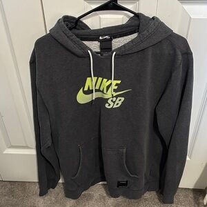Nike SB Men's Charcoal Hoodie with Lime Logo